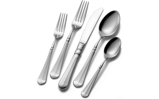 , French Countryside Flatware Service for 12, 65 Piece Set, 18/10 Stainless Steel, Silverware Set with Serving Utensils