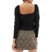  Womens Roshni Puff-Sleeve Top, Black/M