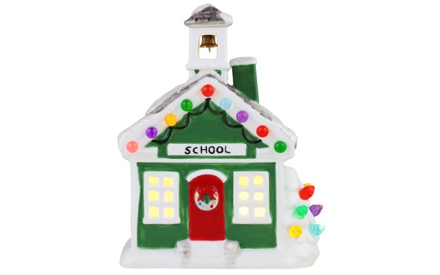  6″ Nostalgic Ceramic Village School Décor, Green