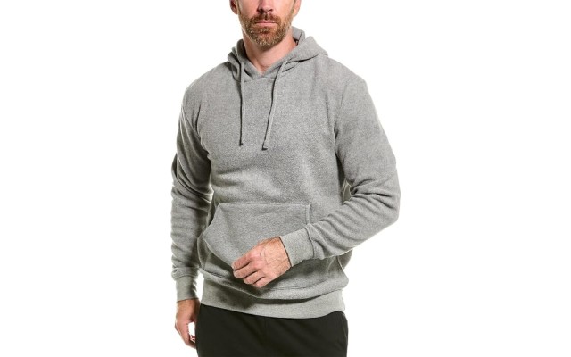  Mens Reverse Teddy Hoodie, Gray, Large