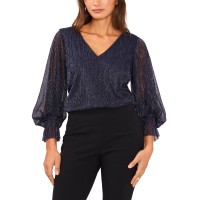 Msk V Neck Womens Cuff Sleeve Blouse