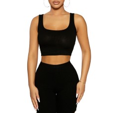 Naked Wardrobe Womens Corset Crop Tank Top, Black/L