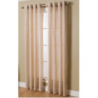 Natco Home Kailey Botanical Grommet Single Curtain Panel, Natural/Gold, 50