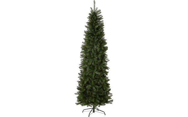 Artificial Slim Christmas Tree, Green, Kingswood Fir, Includes Stand, 9 Feet