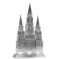 National Tree Company Pre Lit Christmas Cathedral Decoration, White LED Lights, Battery Powered, Christmas Collection, 17 Inches