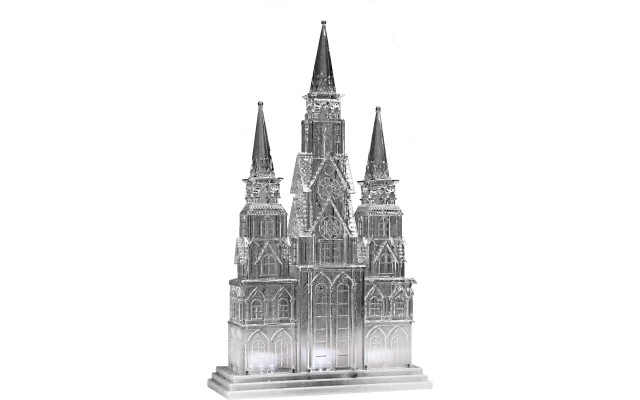 Pre Lit Christmas Cathedral Decoration, White LED Lights, Battery Powered, Christmas Collection, 17 Inches