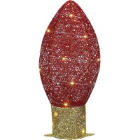 National Tree Company Pre-Lit Outdoor Light Bulb Decoration, Red, White LED Lights, Battery Operated, Christmas Collection, 20 Inches