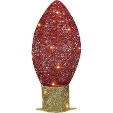 National Tree Company Pre-Lit Outdoor Light Bulb Decoration, Red, White LED Lights, Battery Operated, Christmas Collection, 20 Inches