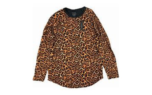  Mens Kaede Leopard-Print Raglan Shirts, Leopard, X-Large