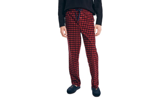  Mens Sustainably Crafted Cozy Fleece Pants, Red, Large