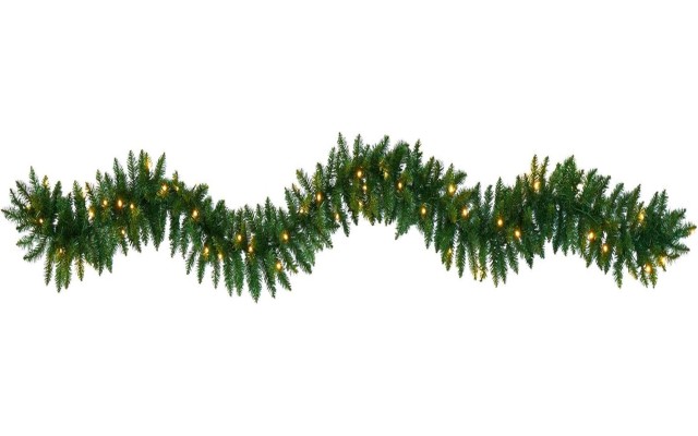  9ft. Christmas Pine Artificial Garland with 50 Warm White LEDs Lights, Green