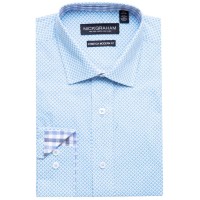 Nick Graham Men’s Modern-Fit Stretch Floral Medallion Print Dress Shirt, Aqua, 16/16.5″ Neck 32/33 Sleeve