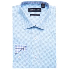 Nick Graham Men’s Modern-Fit Stretch Floral Medallion Print Dress Shirt, Aqua, 16/16.5″ Neck 32/33 Sleeve