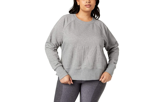  Womens Plus Fitness Activewear Sweatshirt Gray 1X