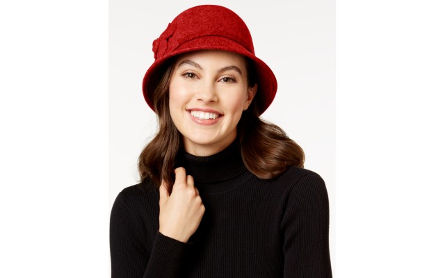  Women’s Felt Self Flower Cloche Hats, Red, One Size