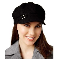 Nine West Womens Boucle Newsboy Cap (Black, One Size)