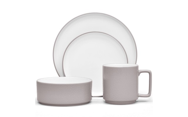  ColorTex Stone Taupe 4-Piece Place Dinnerware Setting in Taupe