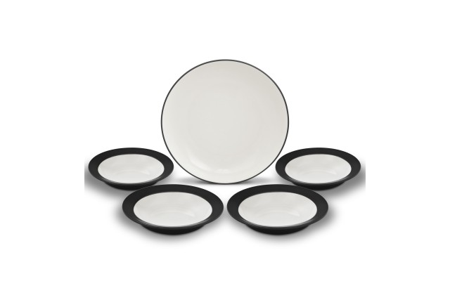  Colorwave Rim 5 Piece Pasta Set, Black