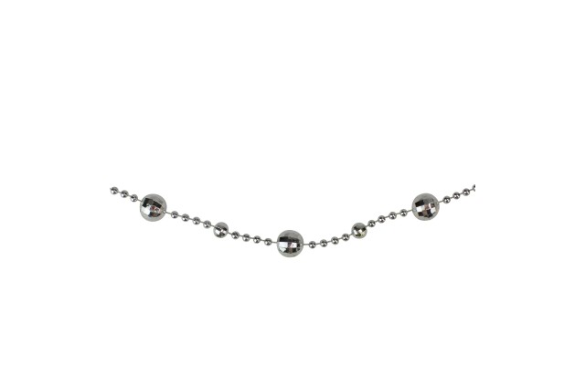 15′ x .50″ Shiny Silver Mirrored Disco Ball Beaded Christmas Garland