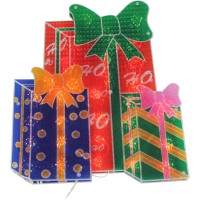 Northlight 17″ Double-Sided Lighted Holographic Shimmering Christmas  Presents Window Silhou, Red