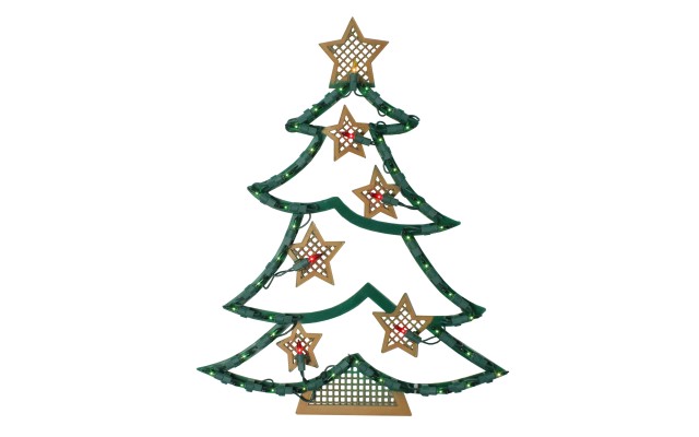  17.75″ Lighted Christmas Tree with Stars Window Silhouette