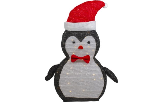  28″ LED Lighted Tinsel Penguin in Santa Hat Outdoor Christmas Decoration
