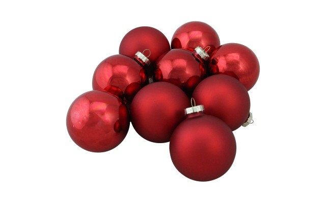  9ct Red 2-Finish Christmas Ball Ornaments 2.5 (65mm)