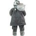  Alpine Chic Standing Santa Claus in Gray/White with A Bag and Lantern Christmas Figure, 24″