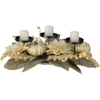 Northlight Dahlia and Pumpkin Fall Harvest Candle Holder Centerpiece – 21″