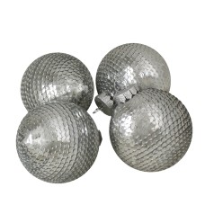 Northlight Shiny Silver Sequin Christmas Ball Ornaments – 4 Piece