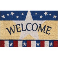 Nourison Americana Welcome Coir Outdoor | Exclusive Front Door Mat |Patriotic Decoration| Entryway Rug | Absorbing Doormat 18” X 28”, Multi