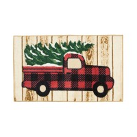 Nourison Plaid Truck with Tree Accent Décor Accent Rug,18×30, Beige