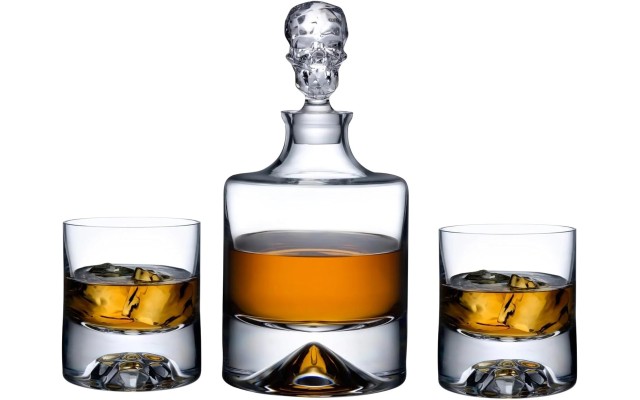  Shade Decanter with Glasses, Set of 3