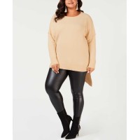 Ny Collection Plus Size Asymmetrical-Hem Sweater (Beige, 1X)