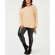 Ny Collection Plus Size Asymmetrical-Hem Sweater (Beige, 1X)