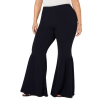 NY Collection Woman’s Petite Plus Bell-Bottom Pants (Black, 3X)