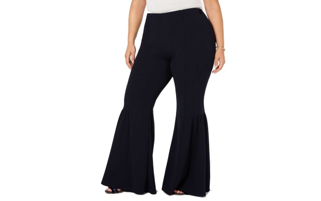  Woman’s Petite Plus Bell-Bottom Pants (Black, 3X)