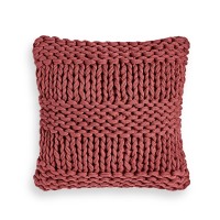 Oake Chunky Knit Decorative Pillow, 18″ x 18″, Red