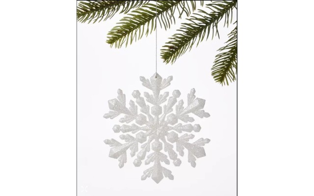 oliday Lane Glittered Plastic White Snowflake Ornament