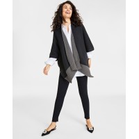 On 34th Tight Knit Reversible Wrap Sweater, Black Cognac