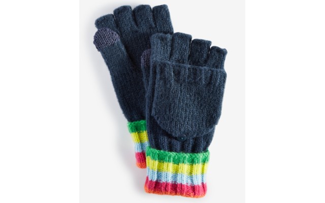  Women’s Striped Ribbed Pop Top Gloves, Multi
