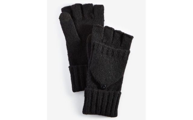  Women’s Wide-Ribbed Pop Top Gloves, Black