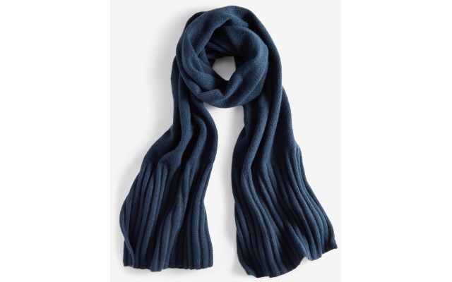  Women’s Wide-Ribbed Solid Knit Scarf, Navy