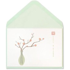 Papyrus Cherry Blossom Branches in Vase Birthday Card