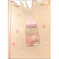 Papyrus New Baby Card – Girl Pink Baby Bottle 