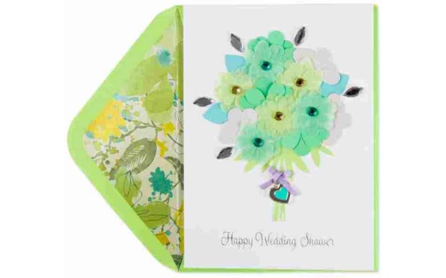  Wedding Shower Blue and Green Bouquet Everyday Card, 1 Each