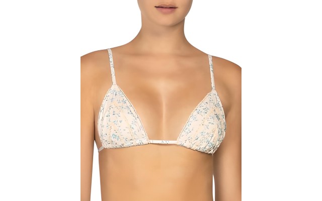  Printed Triangle Bikini Top, White, 8