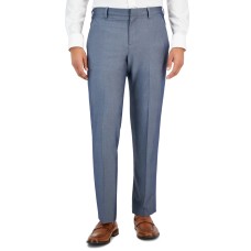 Perry Ellis Portfolio Men’s Modern-Fit Check Dress Pants, Gray, 38×30