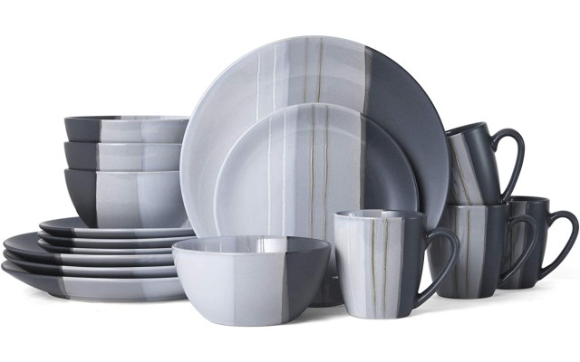  Parker 16-Pc. Dinnerware Set, Service for 4, Gray