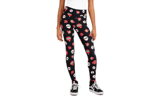  Juniors Holiday Printed Leggings, Black, X-Small